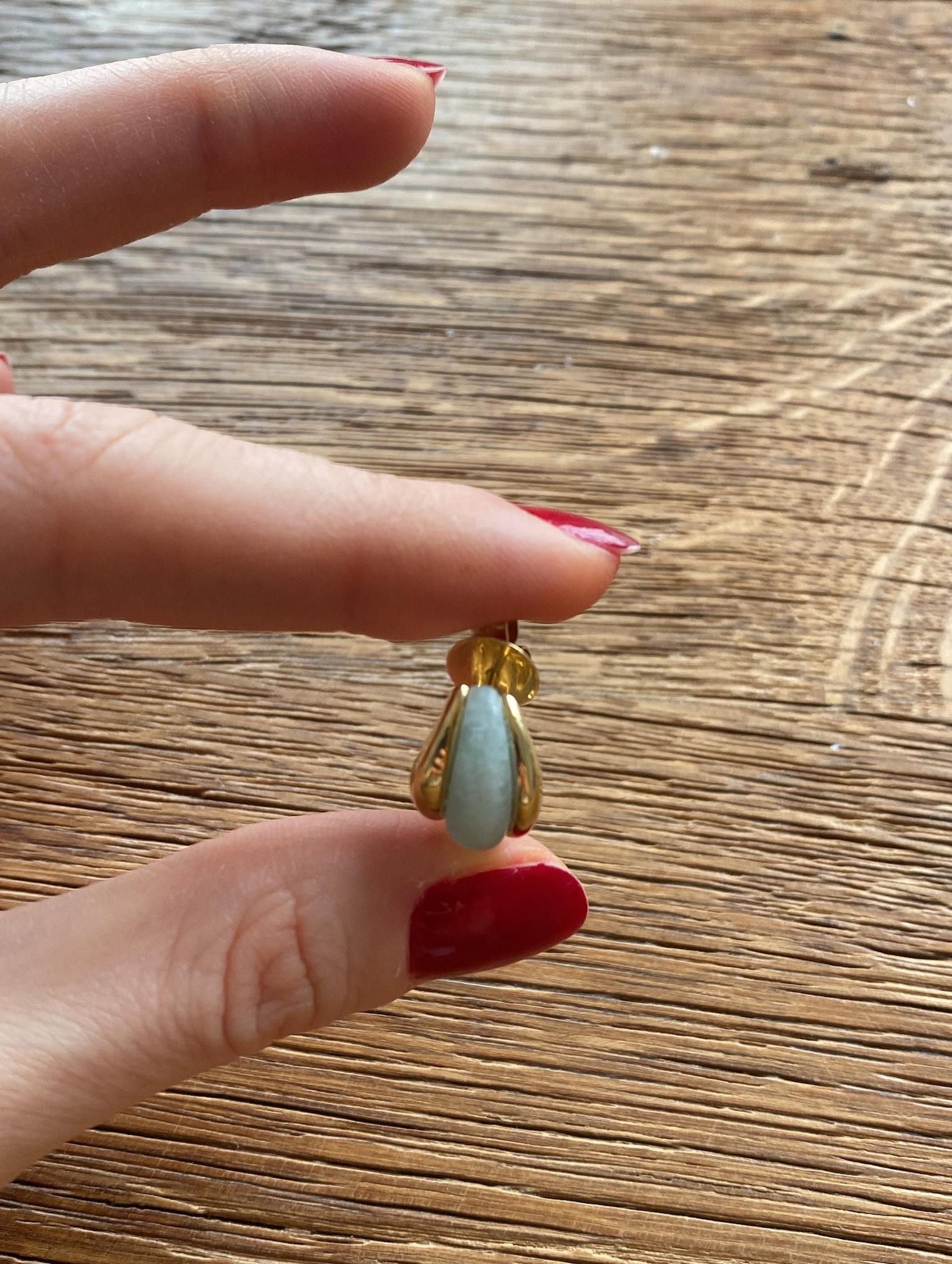 DILHAN Créoles su éthiques en or jaune 18 carats et aventurine en vente 2