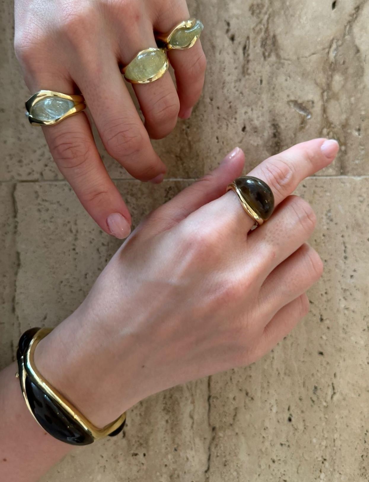 DILHAN Bracelet su éthique en or jaune 18 carats, quartz fumé en vente 4