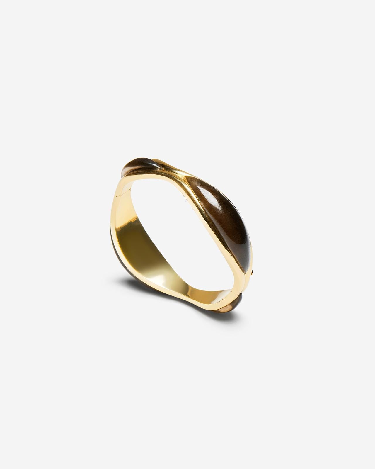Moderne DILHAN Bracelet su éthique en or jaune 18 carats, quartz fumé en vente