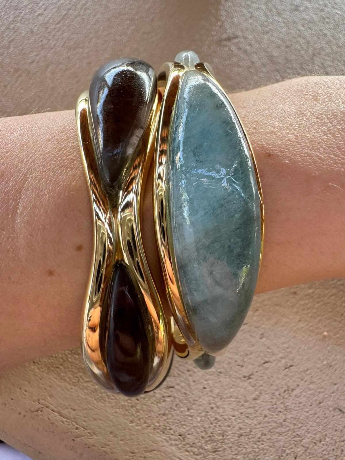 DILHAN Bracelet su éthique en or jaune 18 carats, quartz fumé en vente 2
