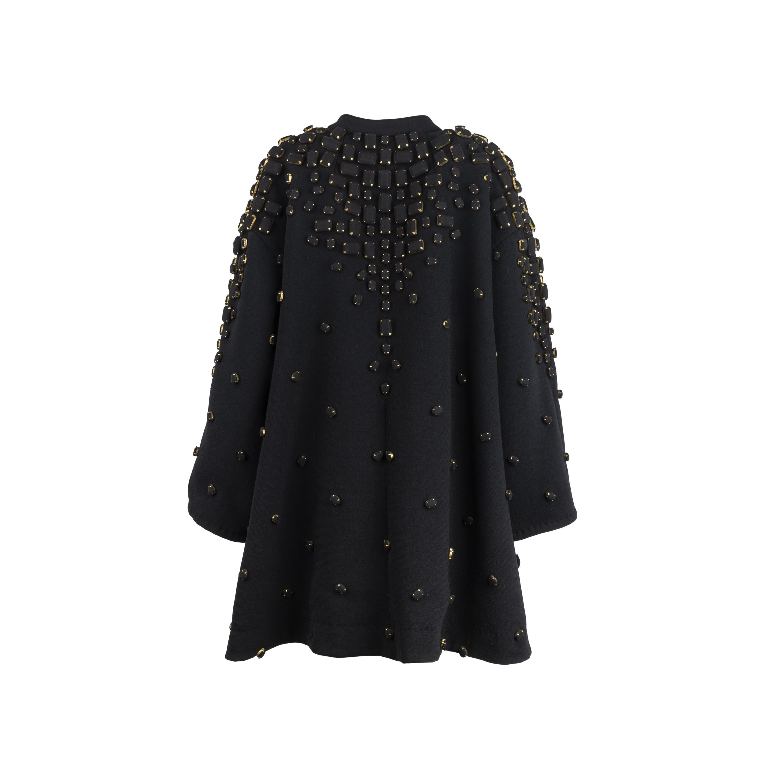 Black Diliborio Embellished Cape Jacket - '10s For Sale