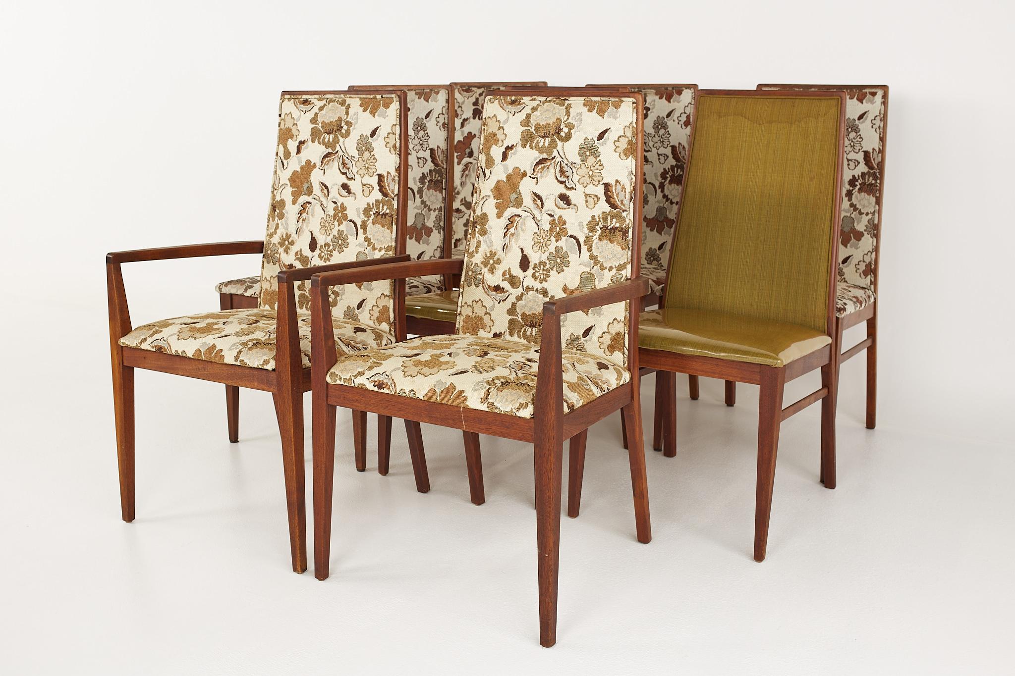 Mid-Century Modern Dilingham Esprit Mid Century Walnut Dining Chairs, Set of 8