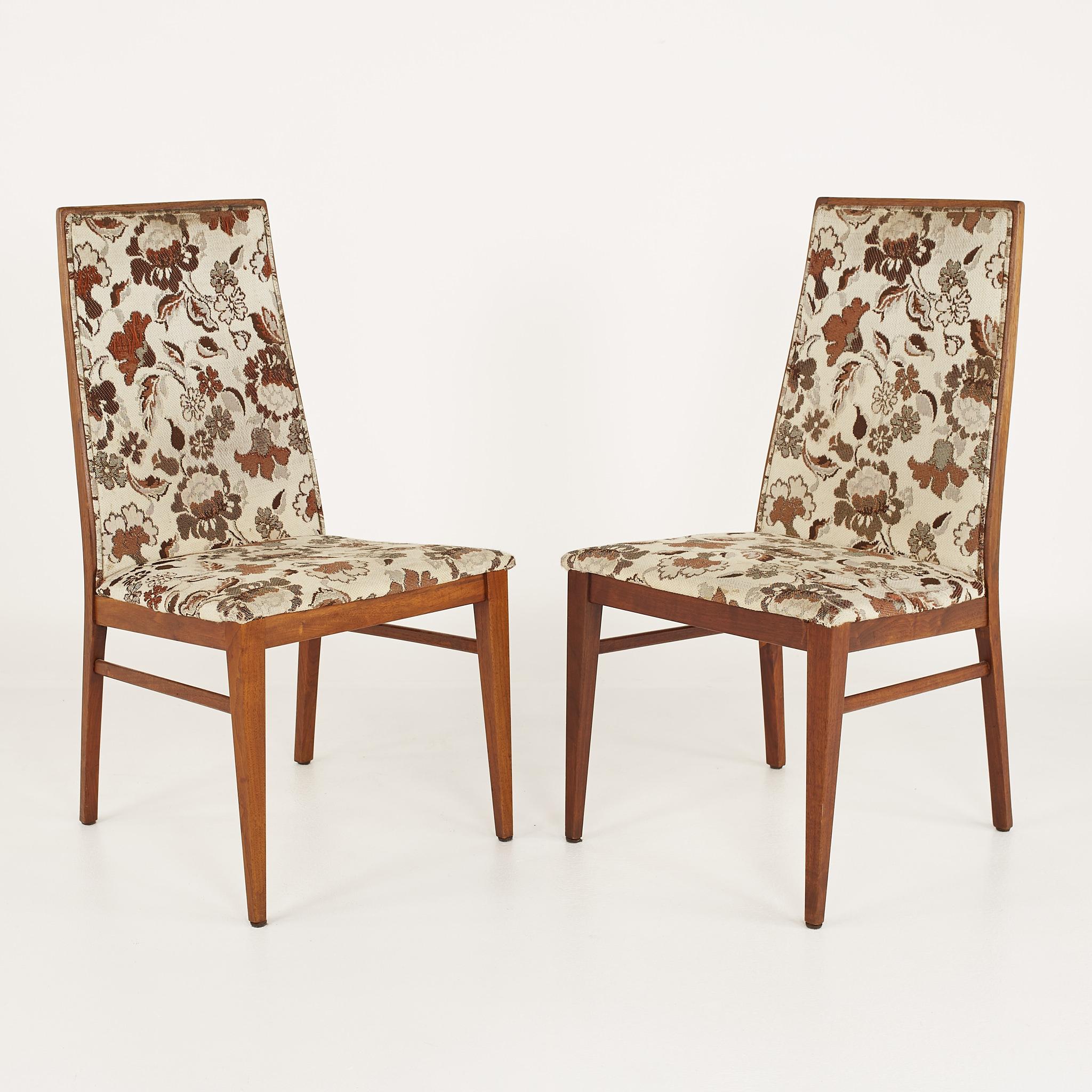 Upholstery Dilingham Esprit Mid Century Walnut Dining Chairs, Set of 8