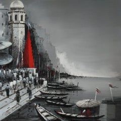 Used Benaras, Acrylic on Canvas by Contemporary Indian Artist "In Stock"