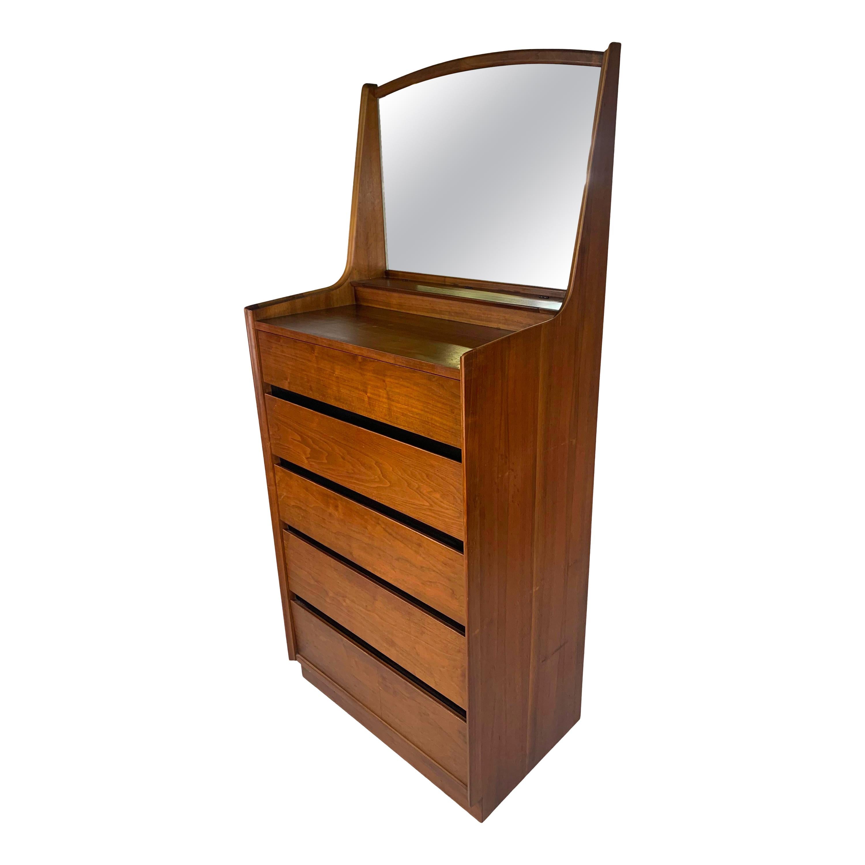 Dillingham Esprit Walnut Tall Chest with Attached Mirror