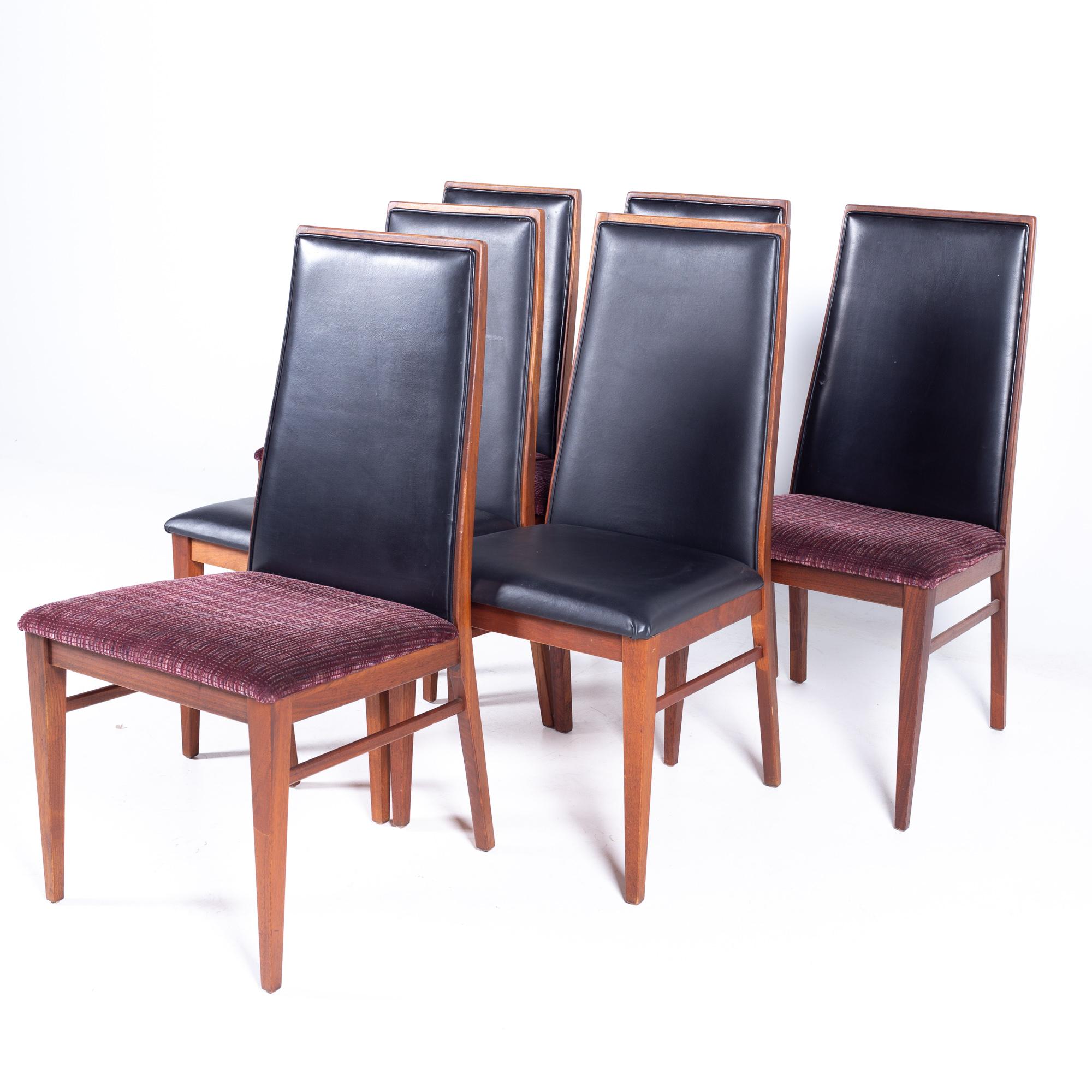 Mid-Century Modern Dillingham Mid Century Highback Walnut Dining Chair, Set of 6 en vente