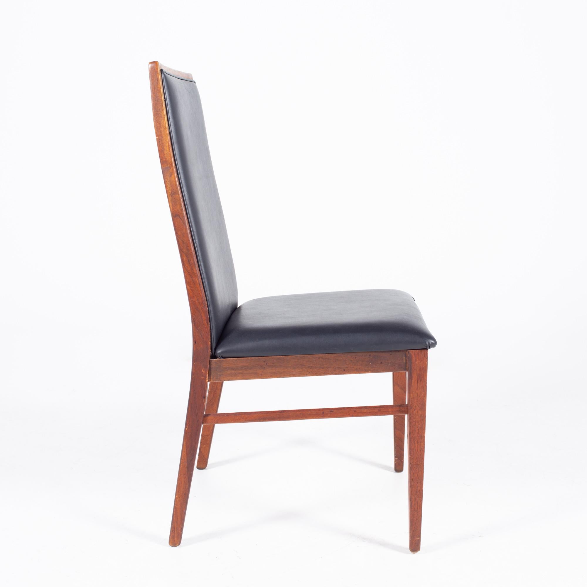 Late 20th Century Dillingham Mid Century Highback Walnut Dining Chair, Set of 6 For Sale