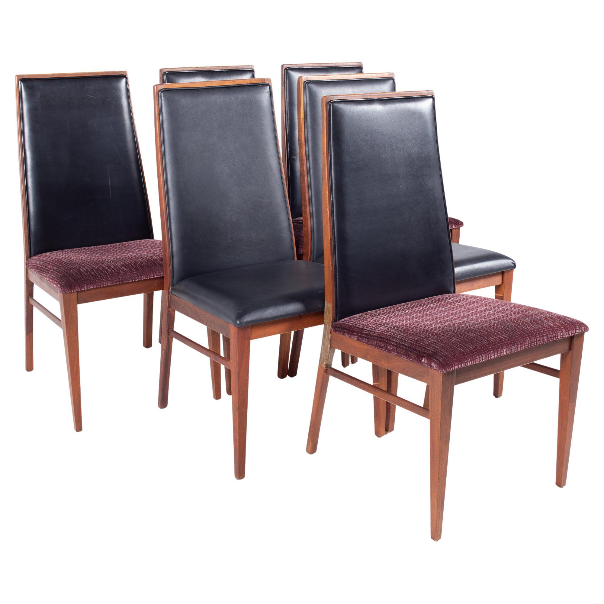 Dillingham Mid Century Highback Walnut Dining Chair, Set of 6