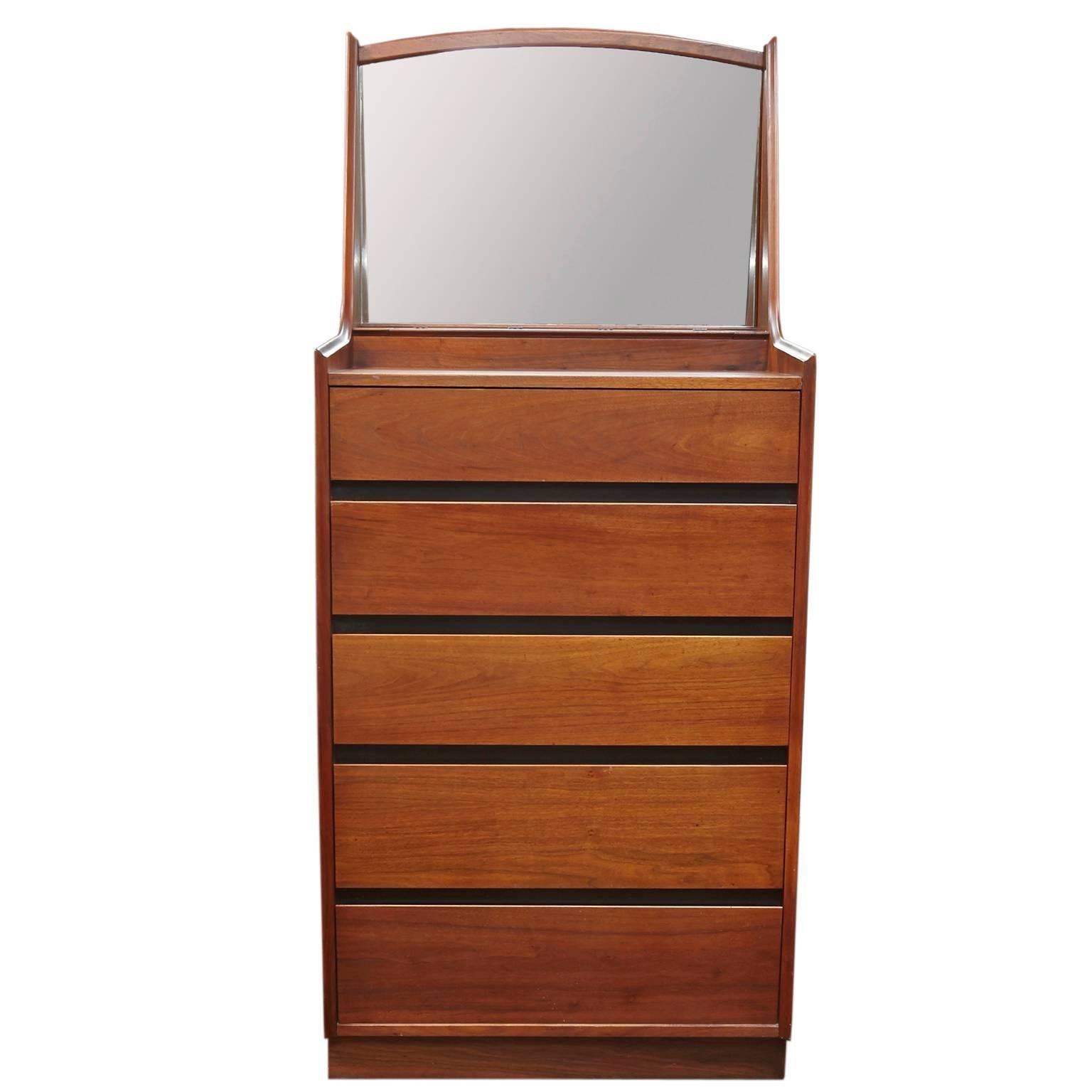Dillingham Mid-Century Modern Gentleman's Dresser with Built in Mirror