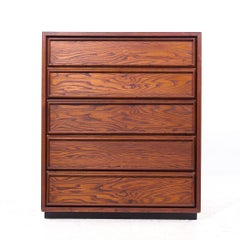 Dillingham Mid Century Pecky Cypress 5 Drawer Dresser