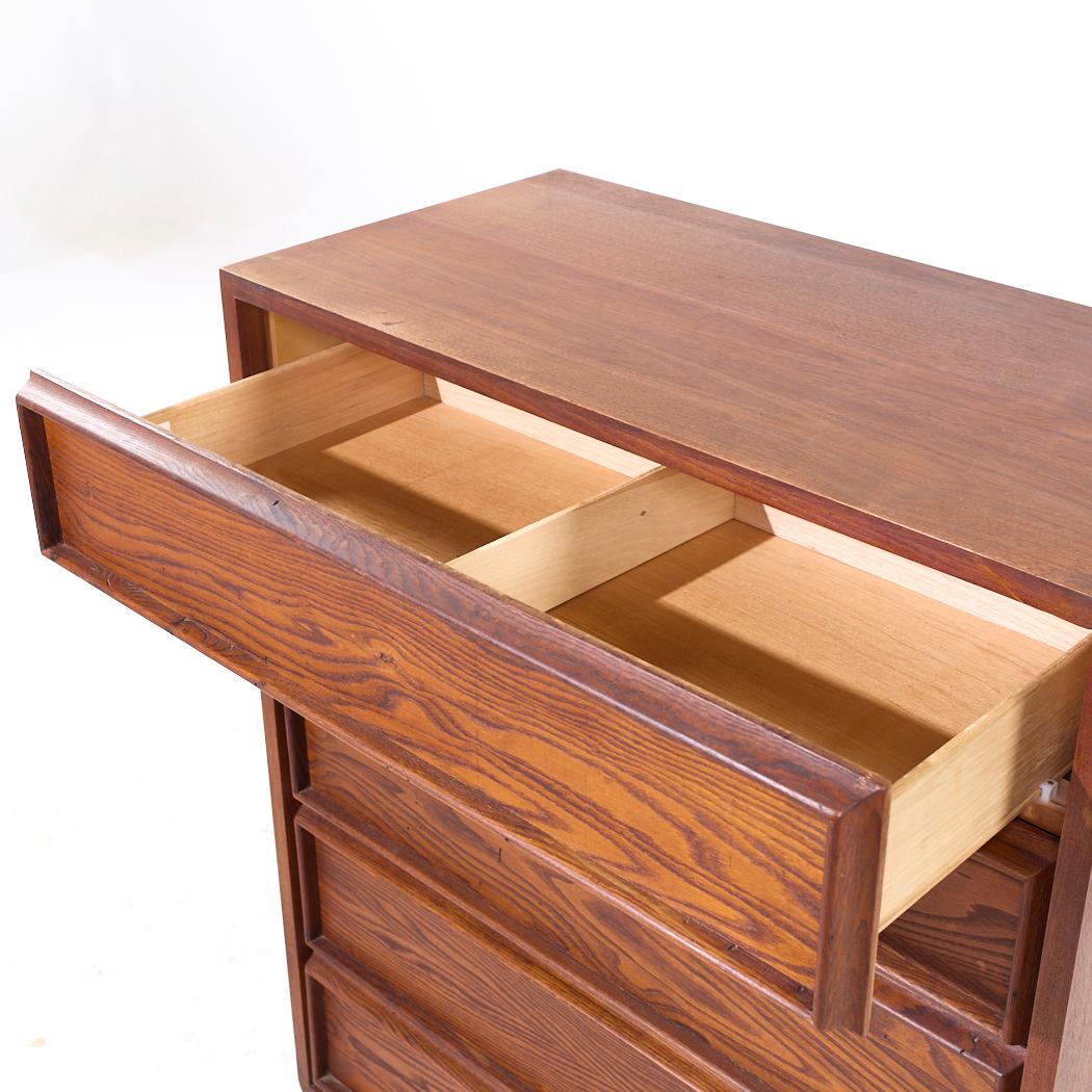 Dillingham Mid Century Pecky Cypress 5 Drawer Dresser For Sale 2