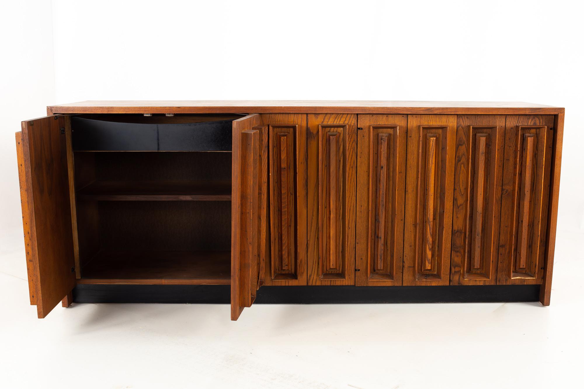 American Dillingham Midcentury Pecky Cypress and Walnut Sideboard Credenza Buffet