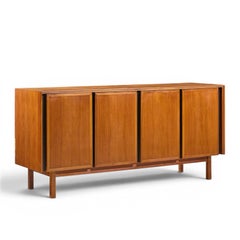 Dillingham Mid Century Walnut and Cane Sideboard Credenza and Hutch