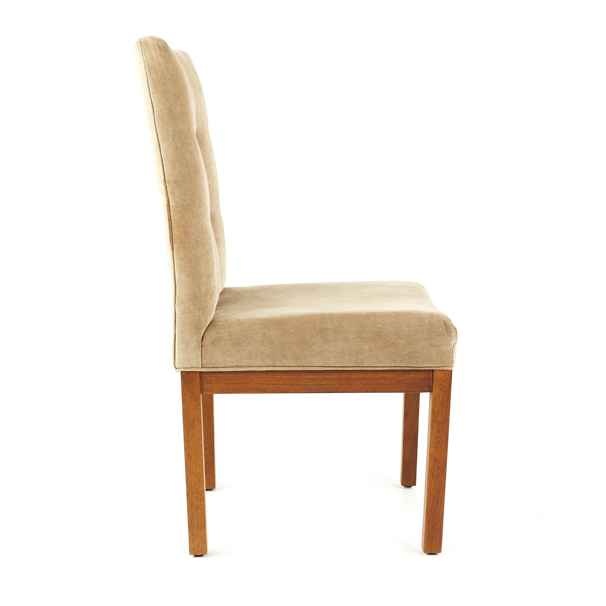 American Dillingham Mid Century Walnut Tufted Dining Chairs, Set of 4 For Sale