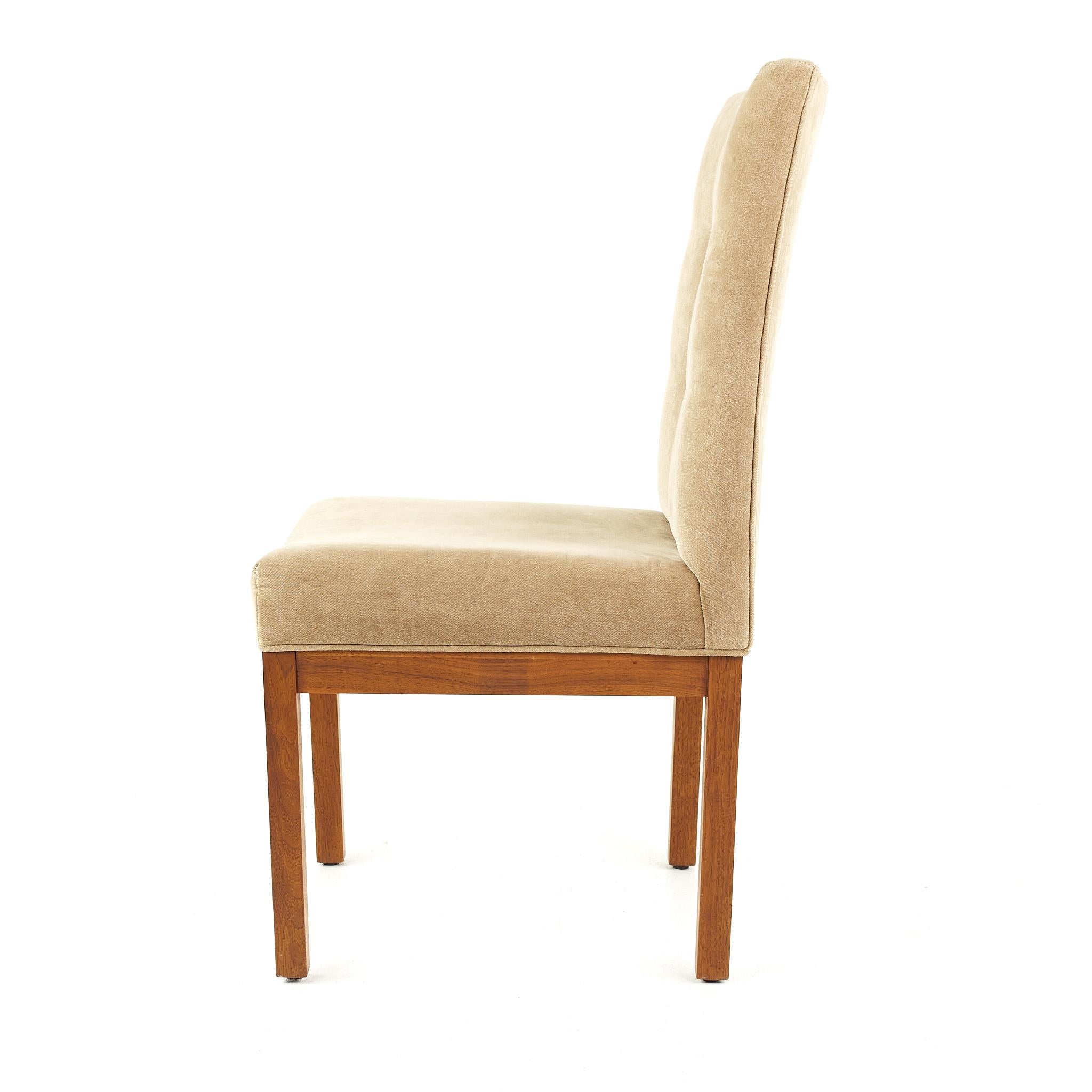 Late 20th Century Dillingham Mid Century Walnut Tufted Dining Chairs, Set of 4 For Sale
