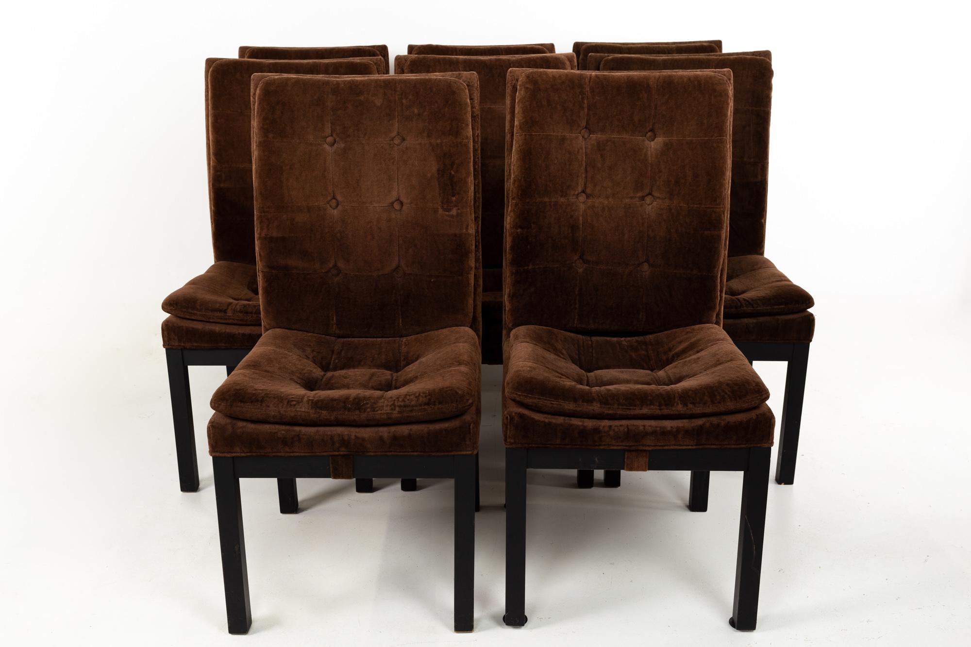 Dillingham Mid Century upholstered parsons dining chairs - Set of 8
These chairs are 20 wide x 21 deep x 40 inches high, with a set height of 19 inches

This set is available in what we call restored vintage condition. Upon purchase it is thoroughly
