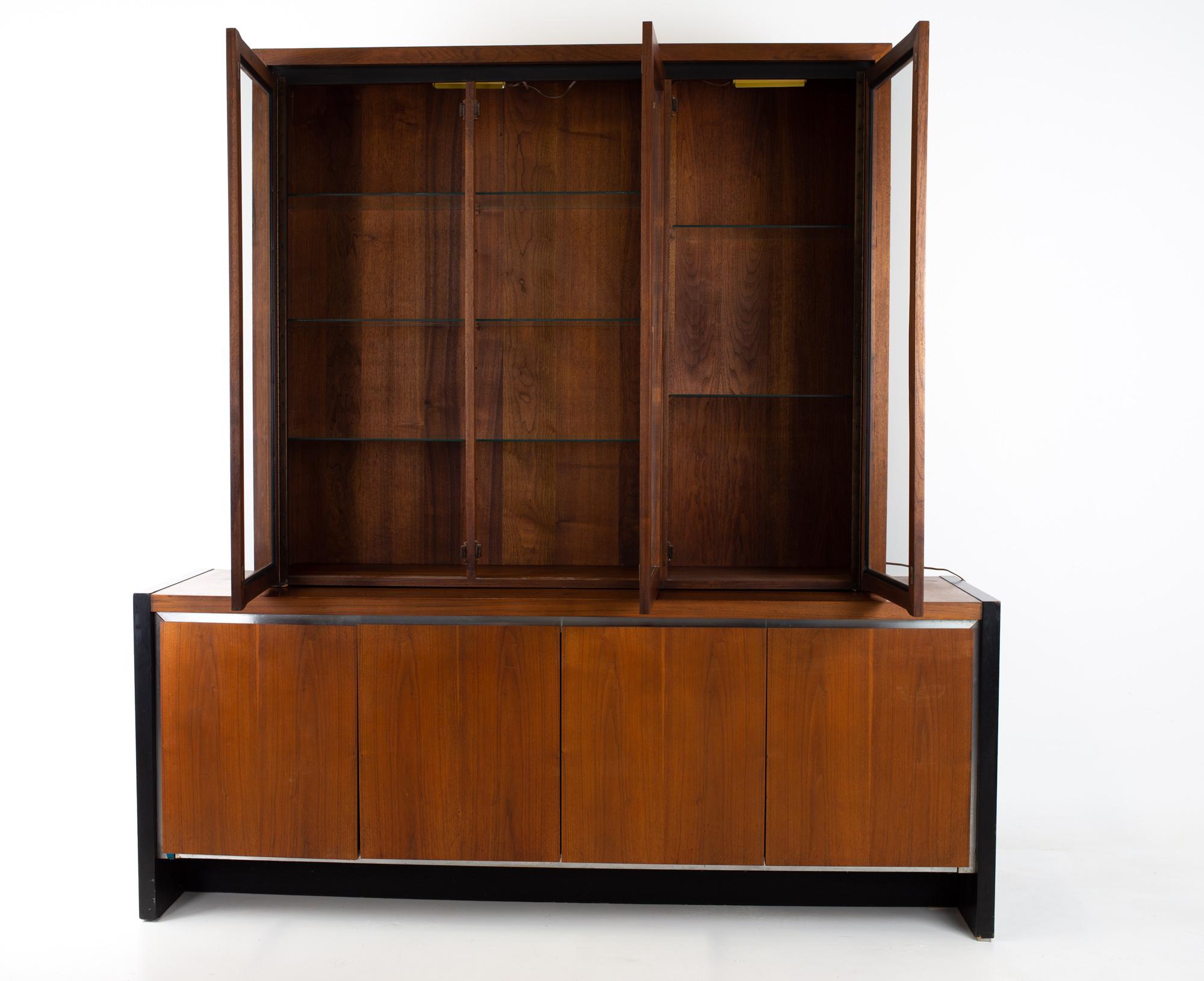 Mid-Century Modern Dillingham Mid Century Walnut Buffet with Hutch