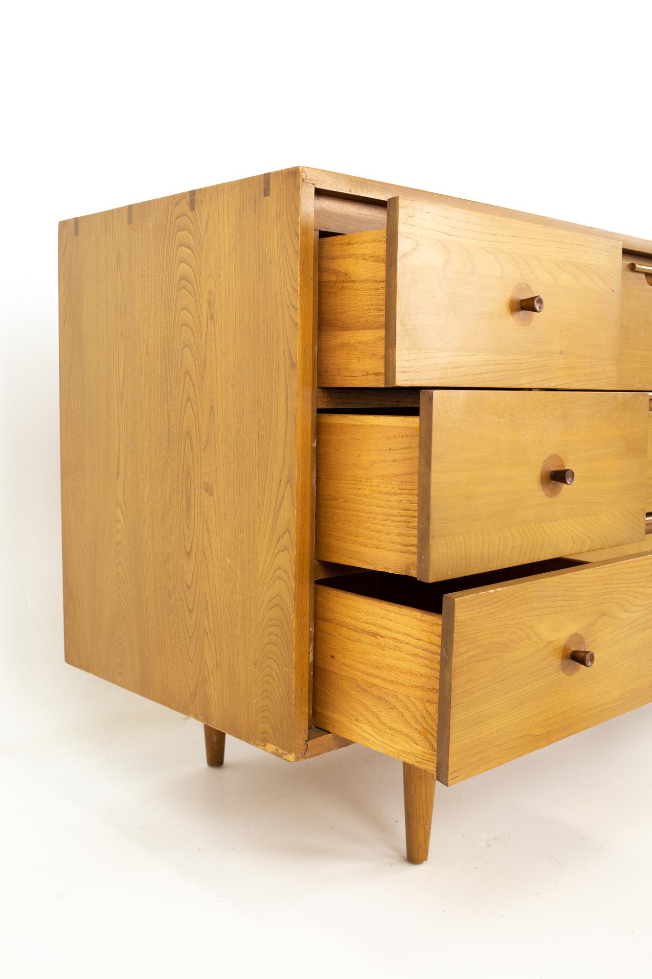 Dillingham Samara Mid Century Walnut 9-Drawer Lowboy Dresser 1