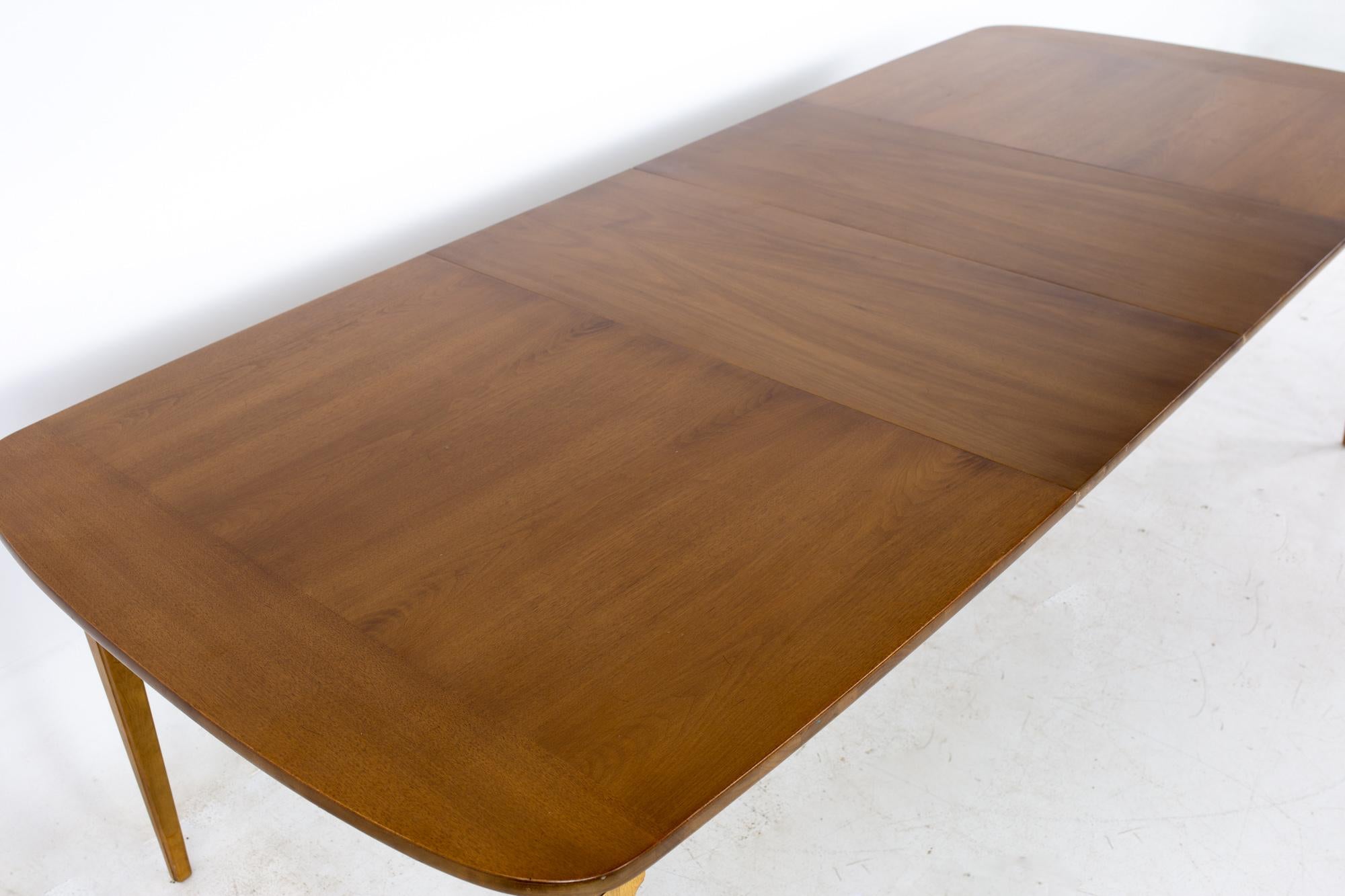 Dillingham Style Mid Century Walnut Expanding 10 Person Dining Table 10