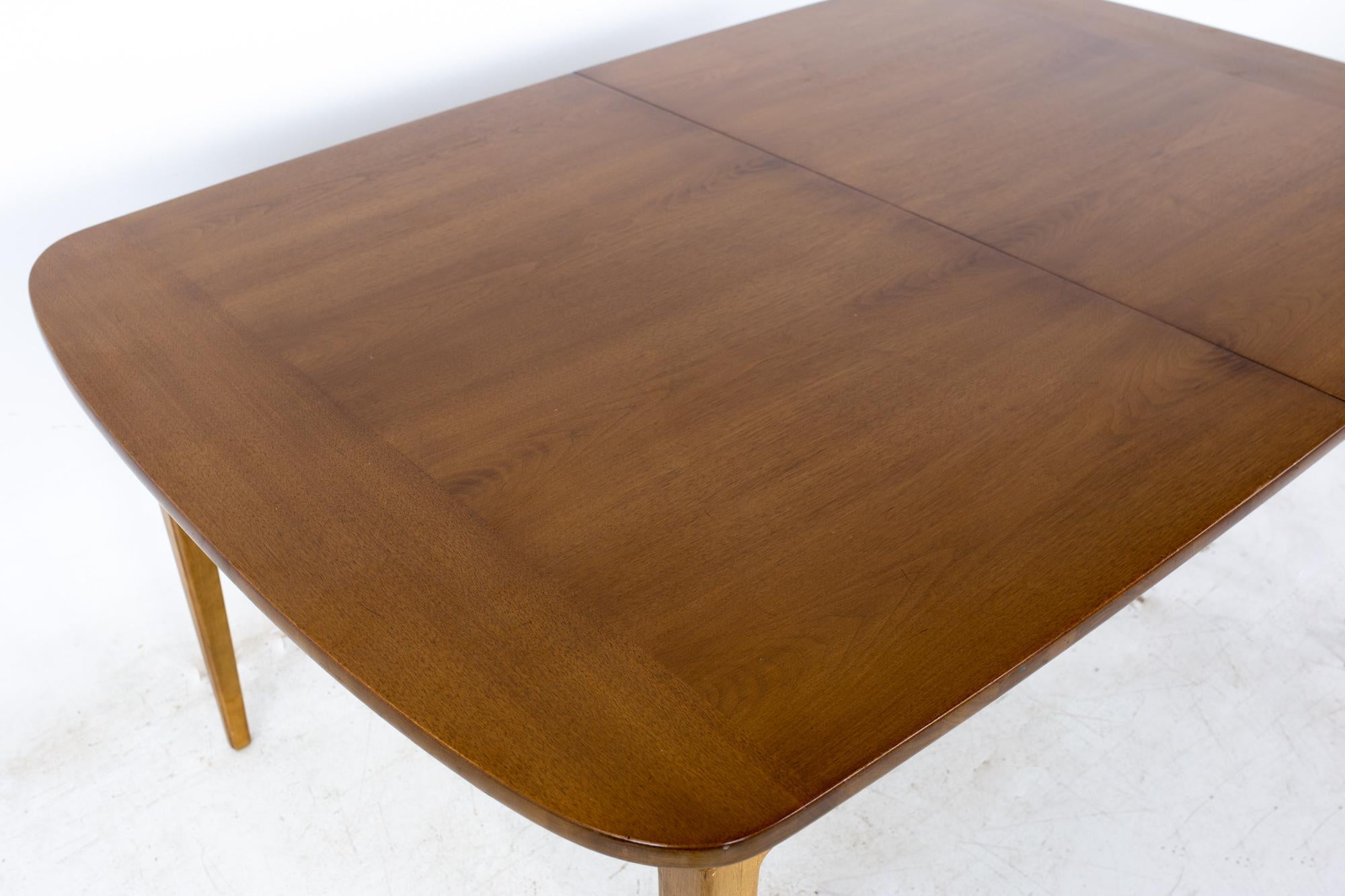 American Dillingham Style Mid Century Walnut Expanding 10 Person Dining Table