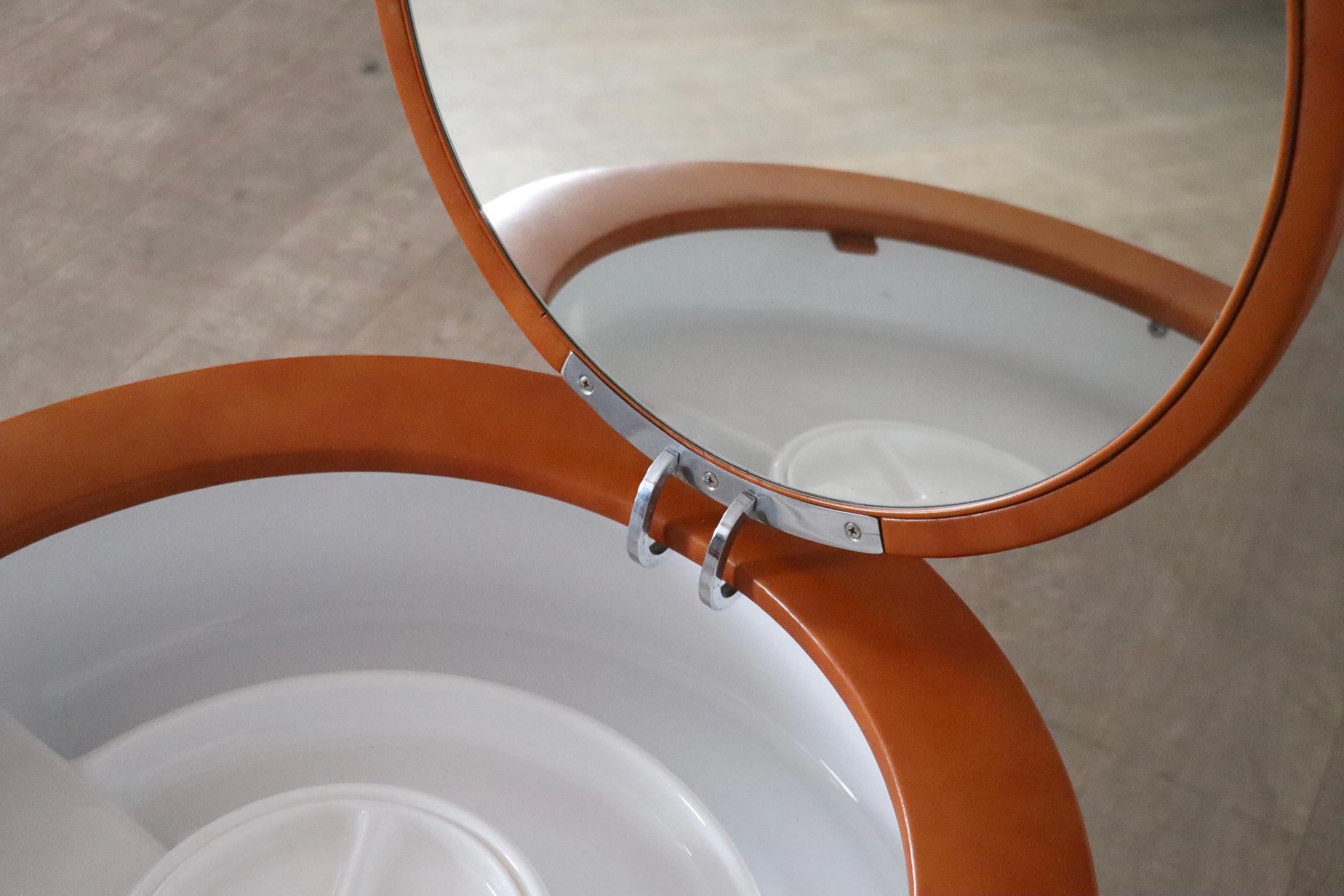 Metal Dilly Dally Vanity In Cognac By Luigi Massoni For Poltrona Frau, Italy 1968