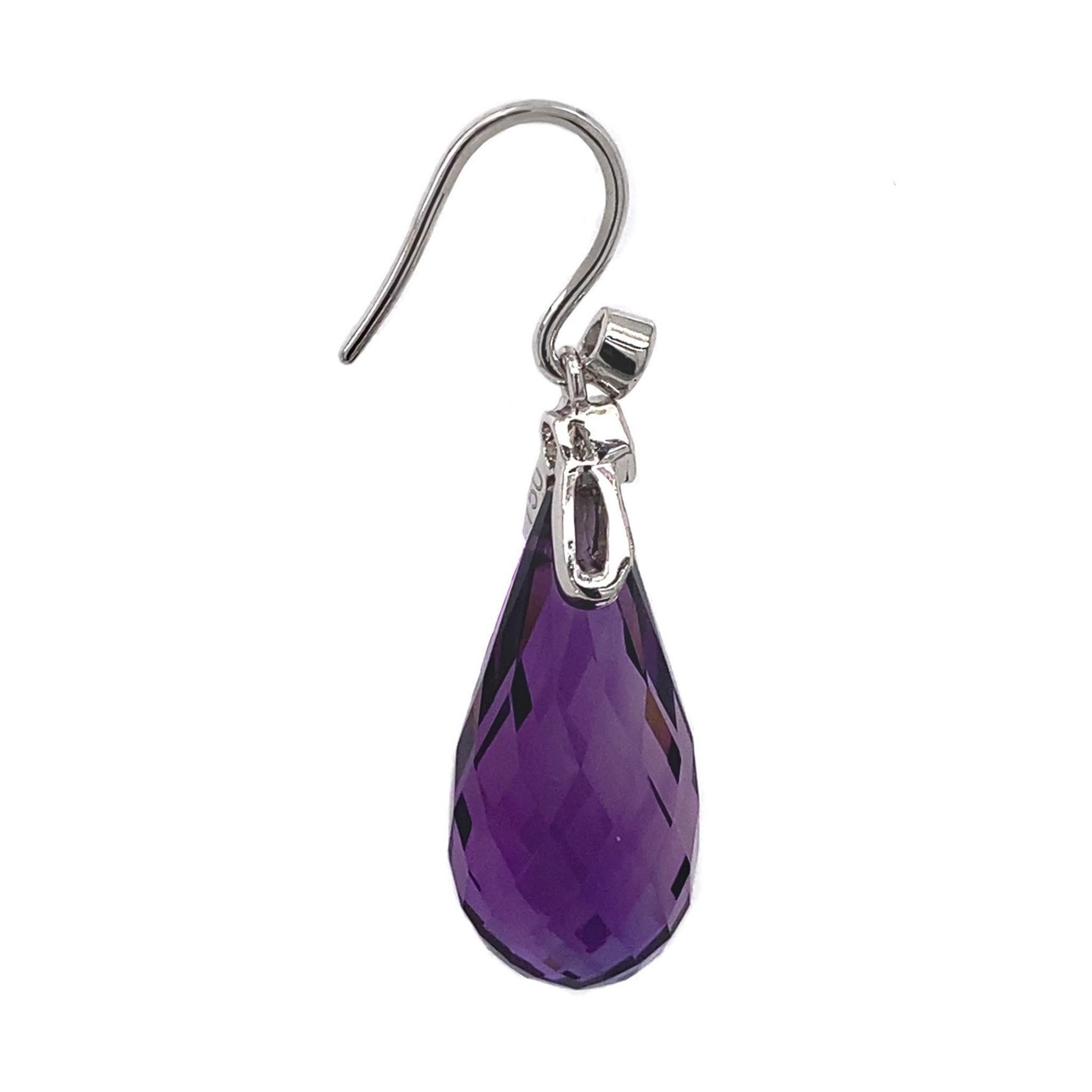Mixed Cut Dilys' 18.68ct Amethyst Drop Summer Earrings in 18K Gold For Sale