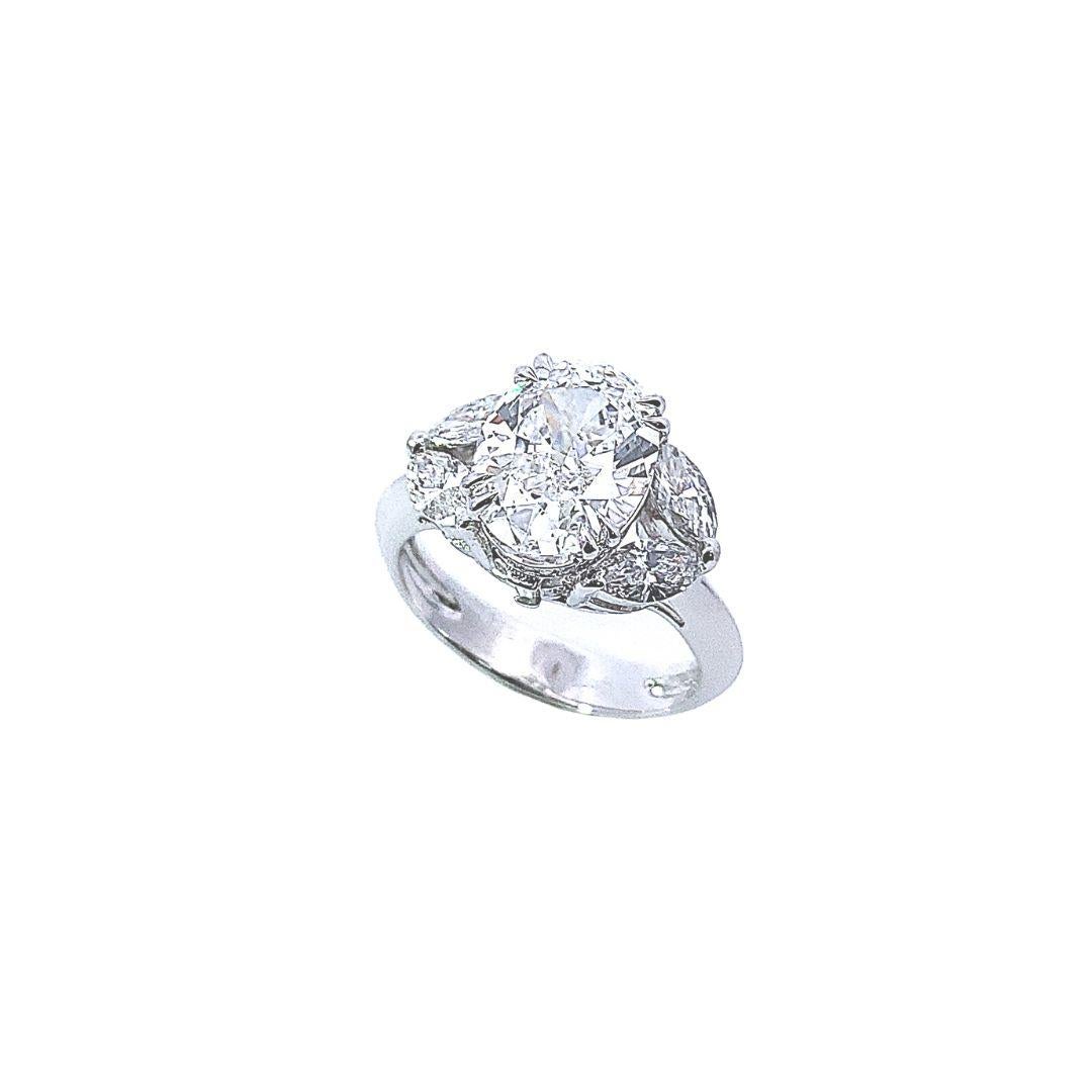 Oval Cut GIA Certified 2.54 Carats D Color Oval Diamond Engagement Ring by Dilys'