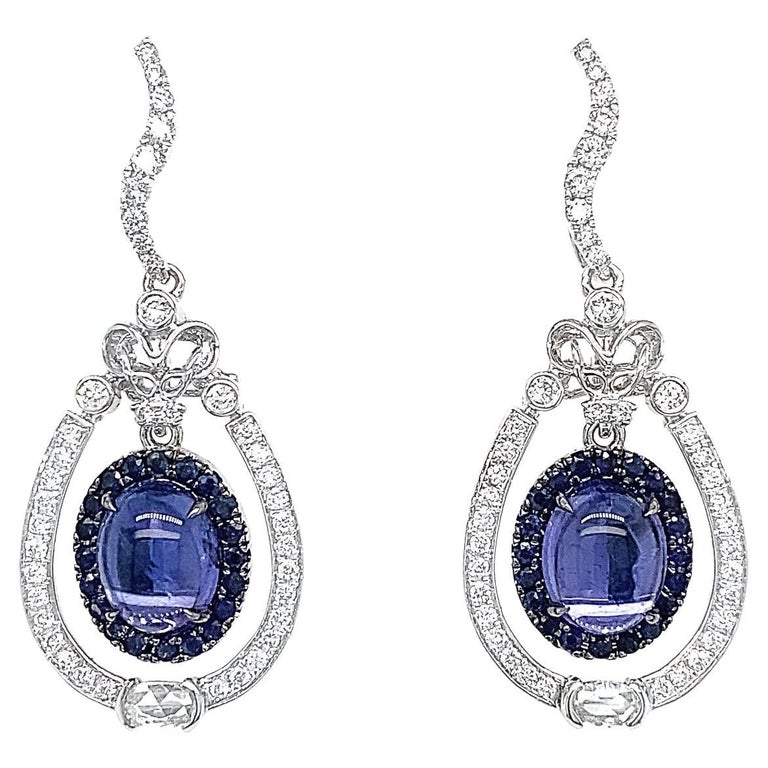 Dilys' 4.30ct 'Intense Bluish Violet' Tanzanite & Diamond Earrings For Sale