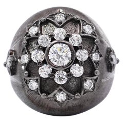 Dilys' Diamond Dome One of a Kind Ring in 18K Blackened Gold