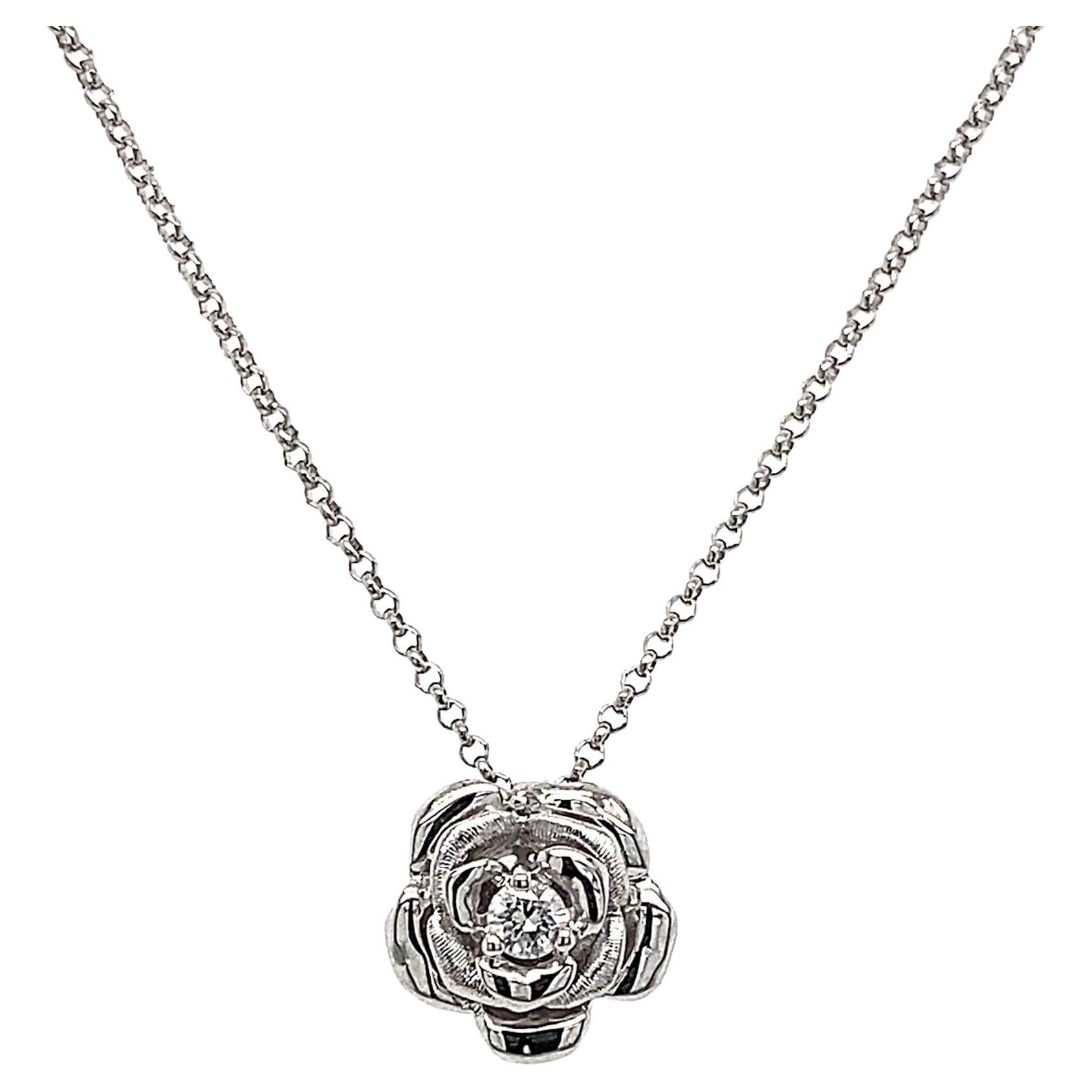 Dilys' Blooming Rose Diamond Necklace in 18K White Gold For Sale