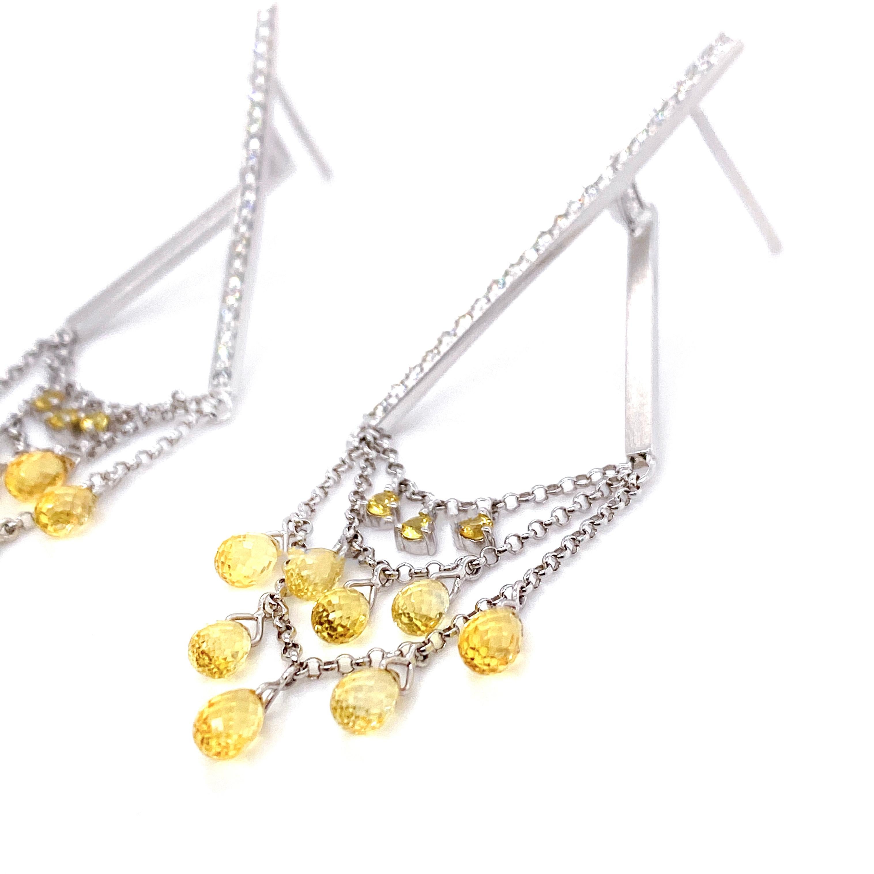 Dilys' Briolette Fancy Sapphire & Diamond Chandelier Earrings In New Condition In Hong Kong, HK