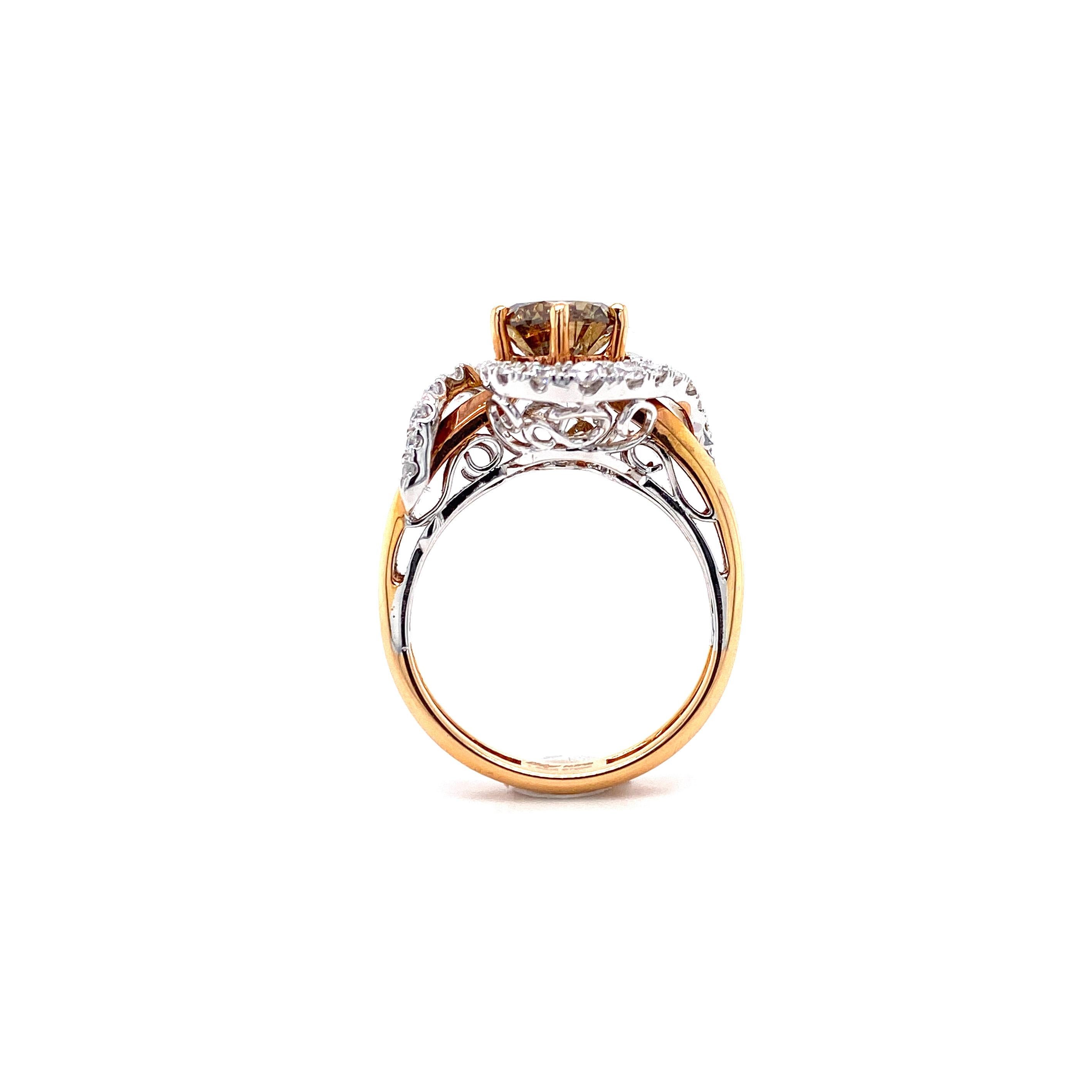 Dilys' Certified 3.57ct Brown Diamond Transformable Ring in 18 Karat Gold For Sale 4