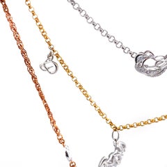 Diamond Charms and Chain Necklace in 18 Karat Rose and White Gold
