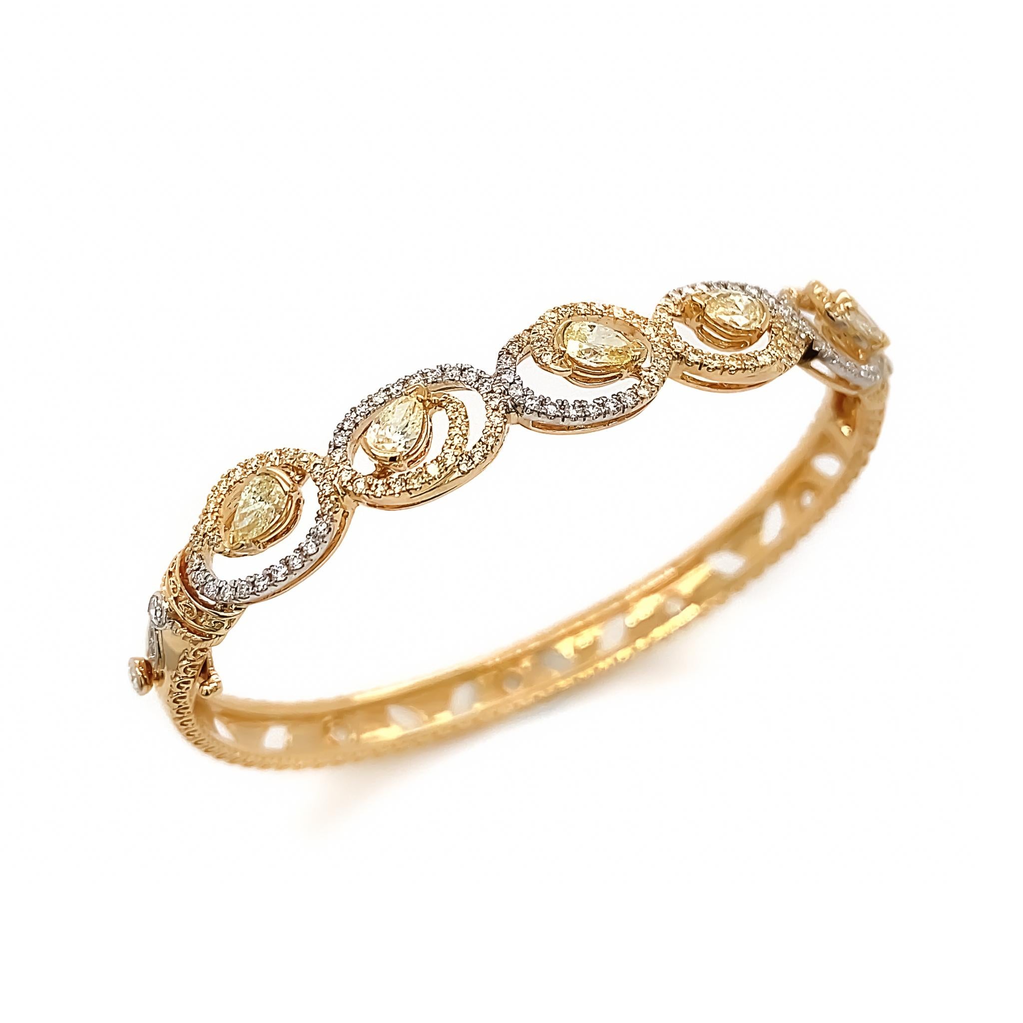 Dilys' bangles never fail to complete and elevate a look with beautiful natural gemstones and exquisite craftsmanship. Rest assured, the white diamonds used are collection-grade only (even the melee stones), meaning D-F colored – the closest to
