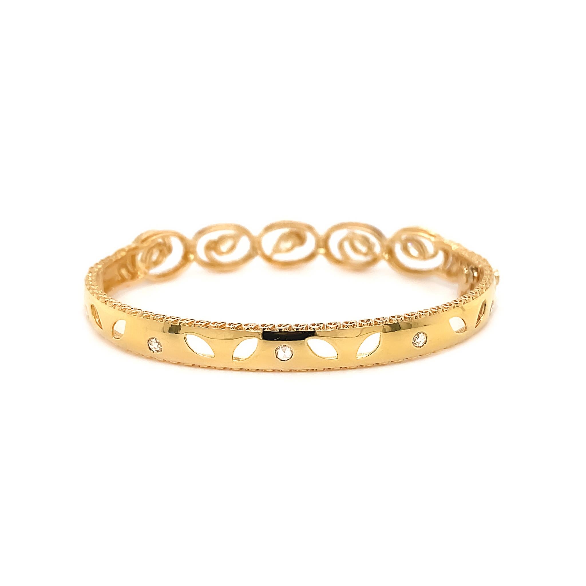 Mixed Cut Dilys' Fancy Colour Diamonds & White Diamond Bangle in 18K Gold