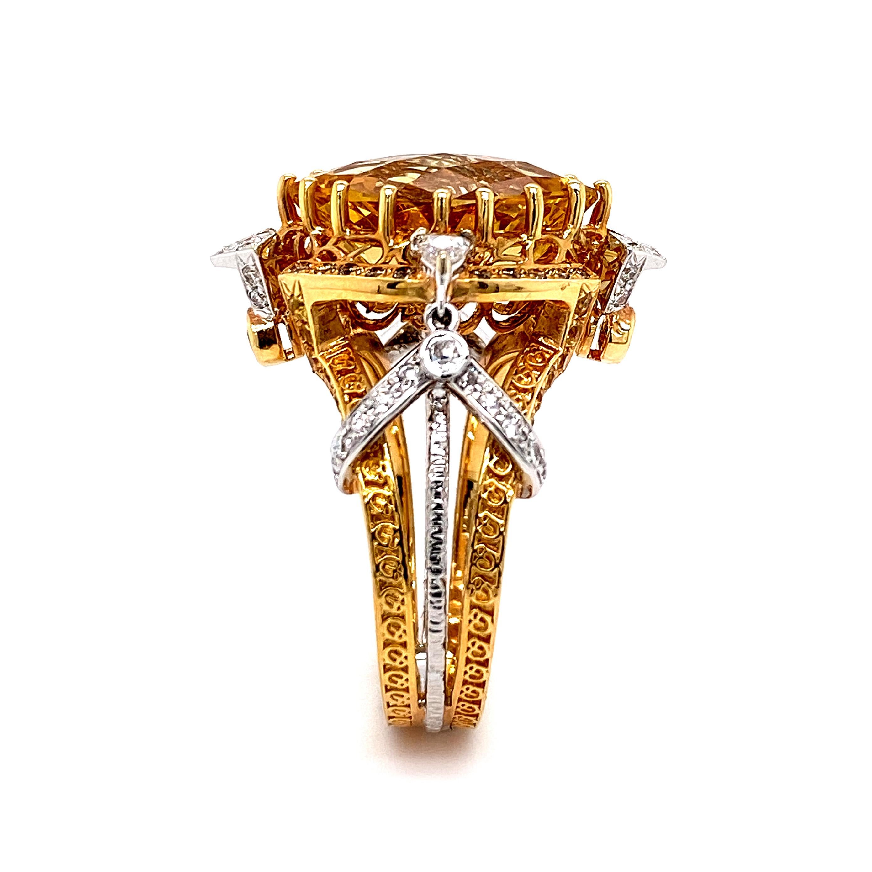 Artisan IGI Certified 5.25 Carat Yellow Beryl Engagement Ring in 18 Karat Gold