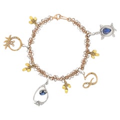 Dilys' Moonstone & Diamond Summer Italian Charm Bracelet in 18K Gold
