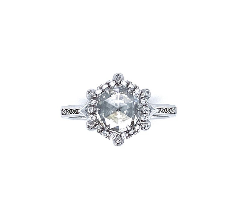 Romantic Dilys' Old Cut GIA Certified Diamond Ring in 18 Karat White Gold For Sale