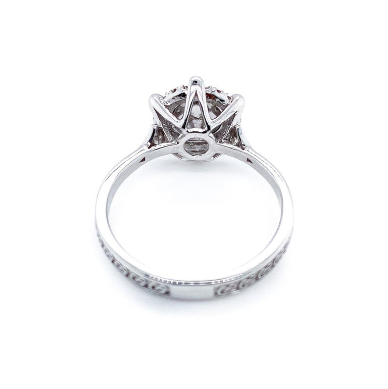 Women's or Men's Dilys' Old Cut GIA Certified Diamond Ring in 18 Karat White Gold For Sale