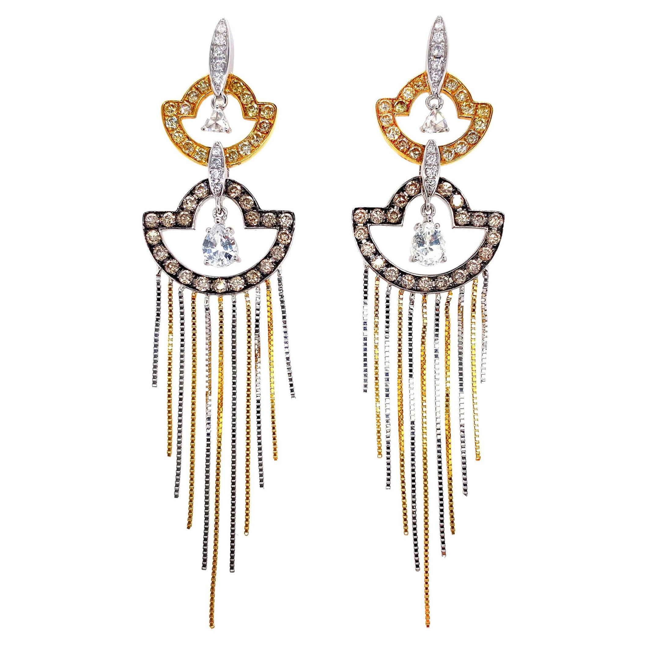 Boucles d'oreilles en goutte Dilys Old Hollywood en or 18 carats et diamants en vente