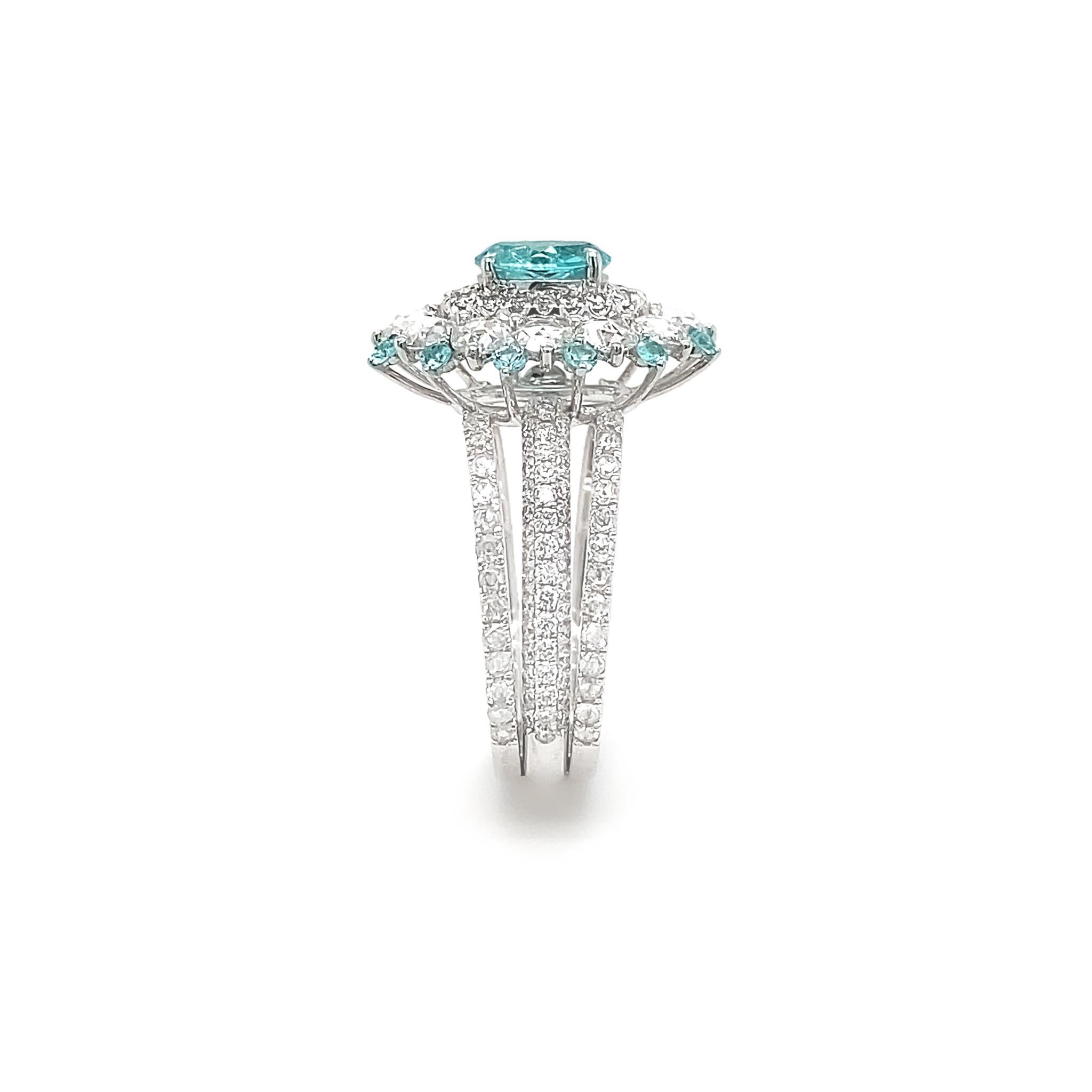 Oval Cut Dilys' Oval Brazilian Paraiba Tourmaline Diamond Cocktail Ring