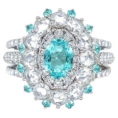 Ovaler brasilianischer Paraiba-Turmalin-Diamant-Cocktailring von Dilys