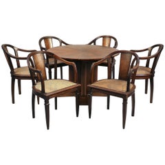 DIM 'Joubert Et Petit' French Art Deco Dining table and 4 chairs and 2 armchairs