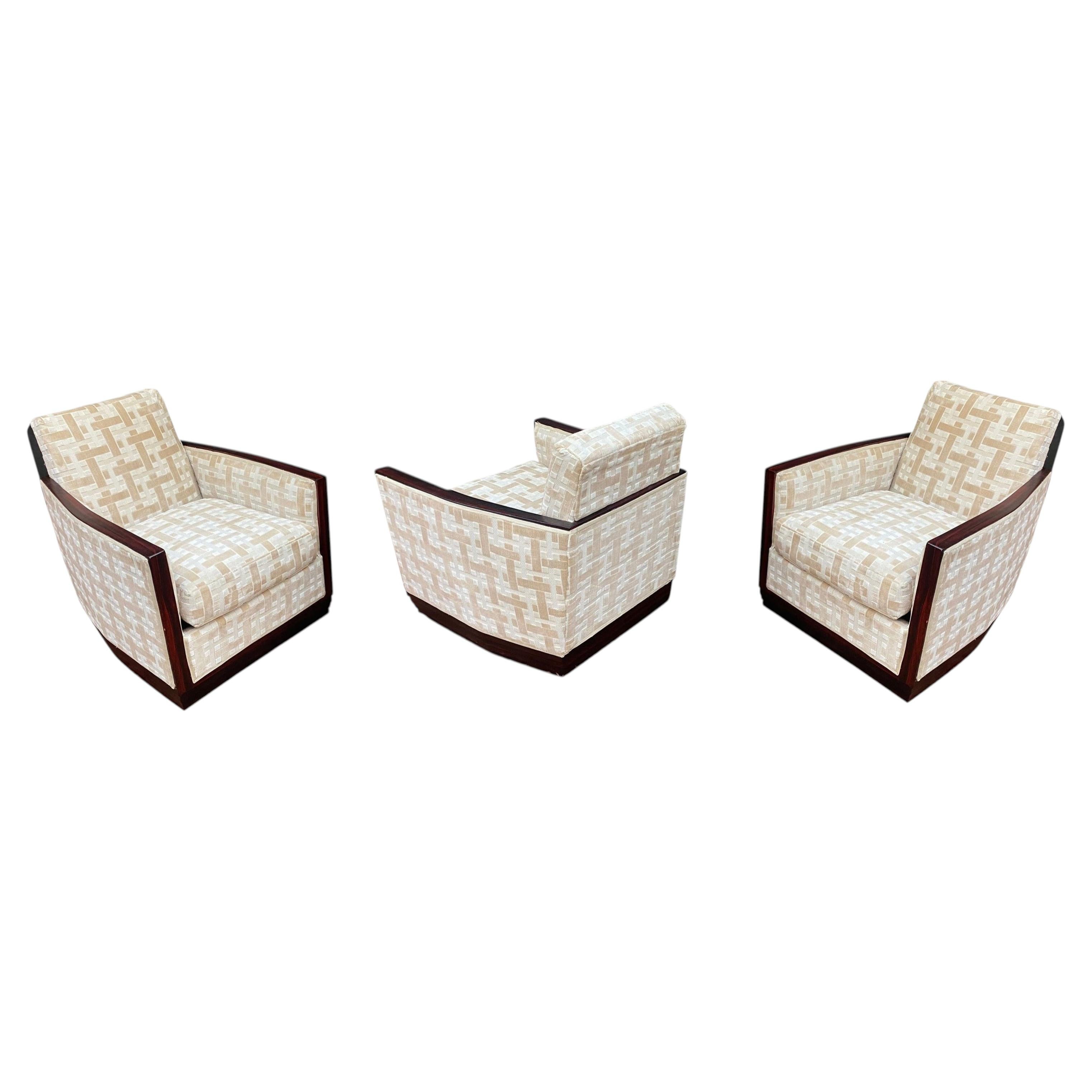 D.I.M PETIT & JOUBERT 3 élégants fauteuils Art Déco, circa 1930 For Sale