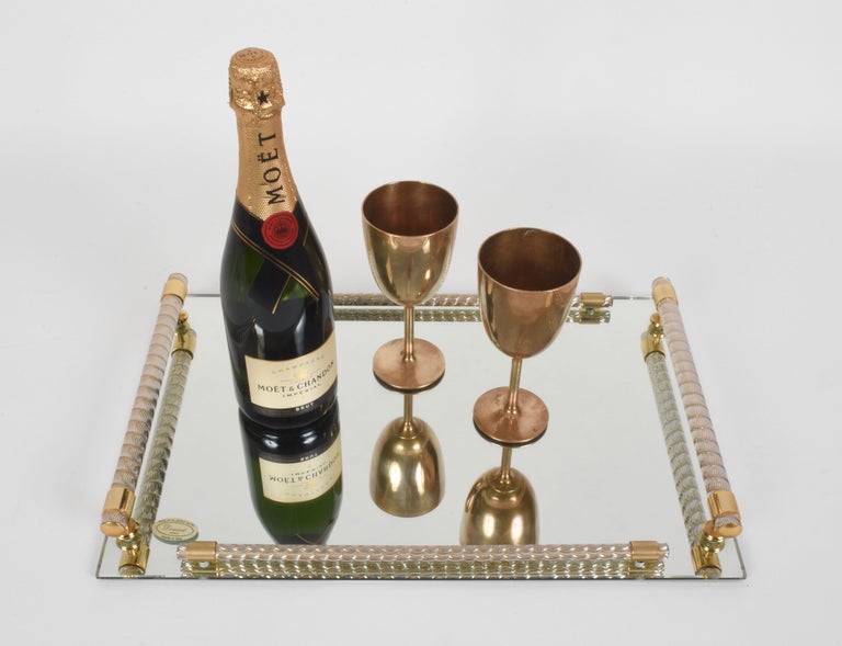 Dimart Milano 24-Karat Gold-Plated Italian Tray with Mirror and