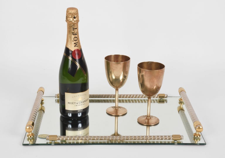 Dimart Milano 24-Karat Gold-Plated Italian Tray with Mirror and