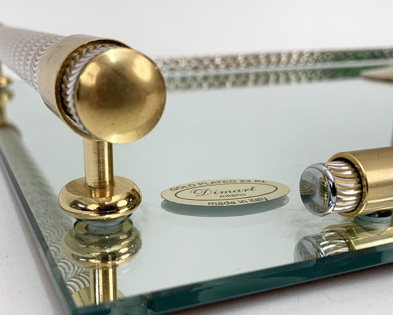 Dimart Milano 24-Karat Gold-Plated Italian Tray with Mirror and