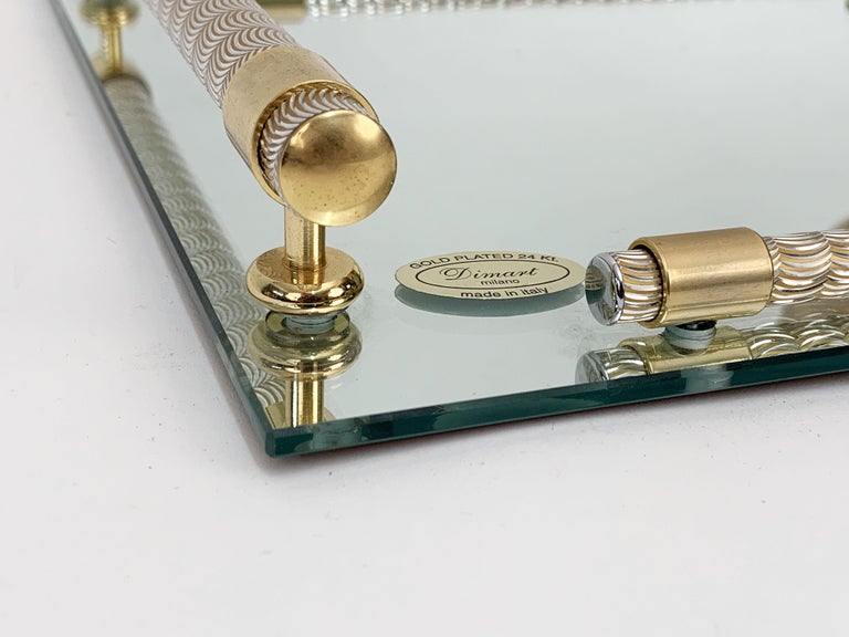 Dimart Milano 24-Karat Gold-Plated Italian Tray with Mirror and
