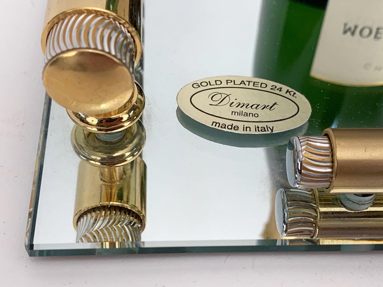 Dimart Milano 24-Karat Gold-Plated Italian Tray with Mirror and