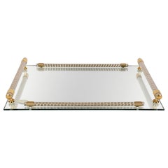 Dimart Milano 24-Karat Gold-Plated Italian Tray with Mirror and Brass, 1980s